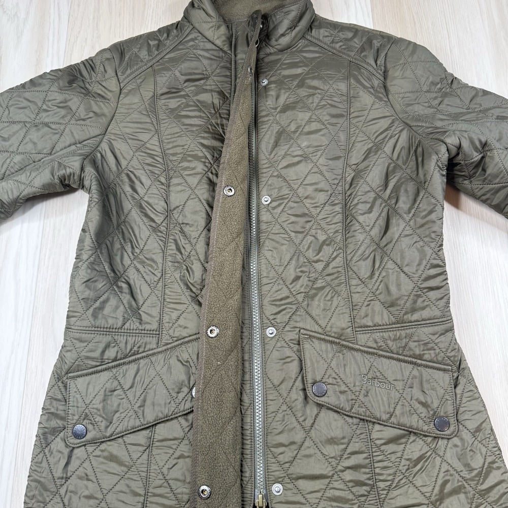 Barbour Cavalry Polarquilt Fleece Lined Jacket Olive Womens Size USA 10 Quilted - Picture 6 of 11